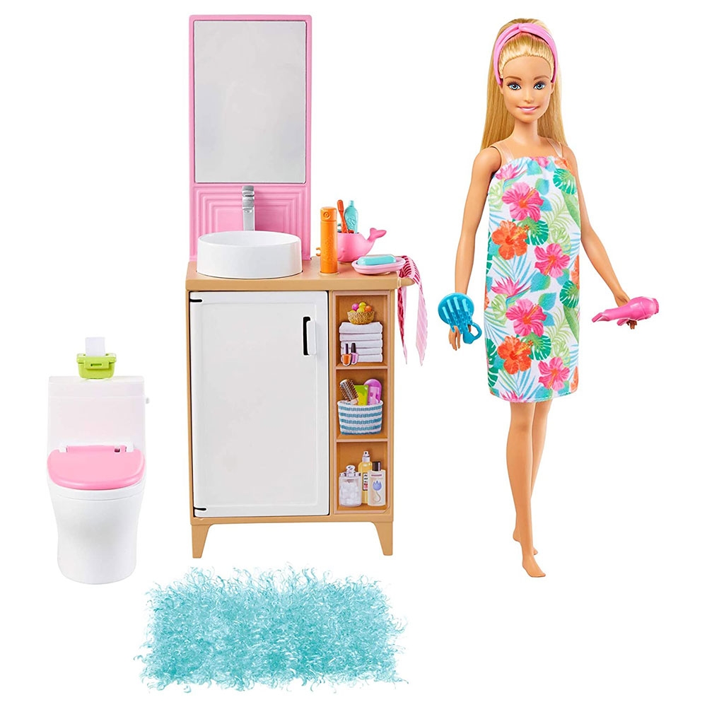 Set Barbie by Mattel Mobilier baie cu papusa si accesorii GRG87