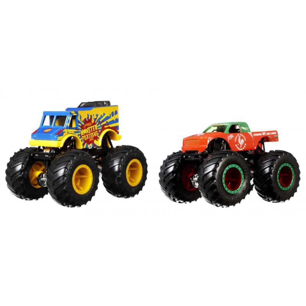 Set Hot Wheels by Mattel Monster Trucks Monster Patriot vs Tuon Ot Sriracha