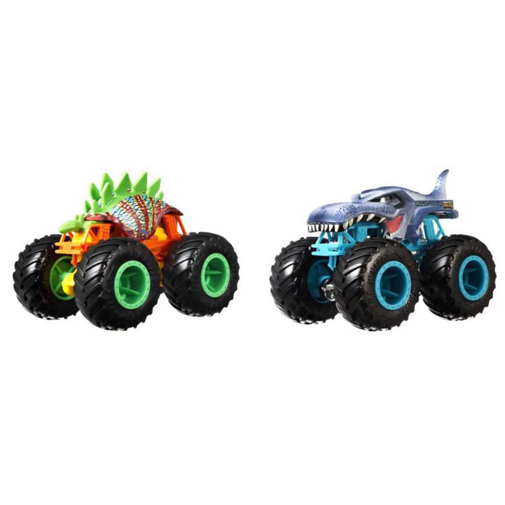 Set Hot Wheels by Mattel Monster Trucks Motosaurus vs Mega Wrex