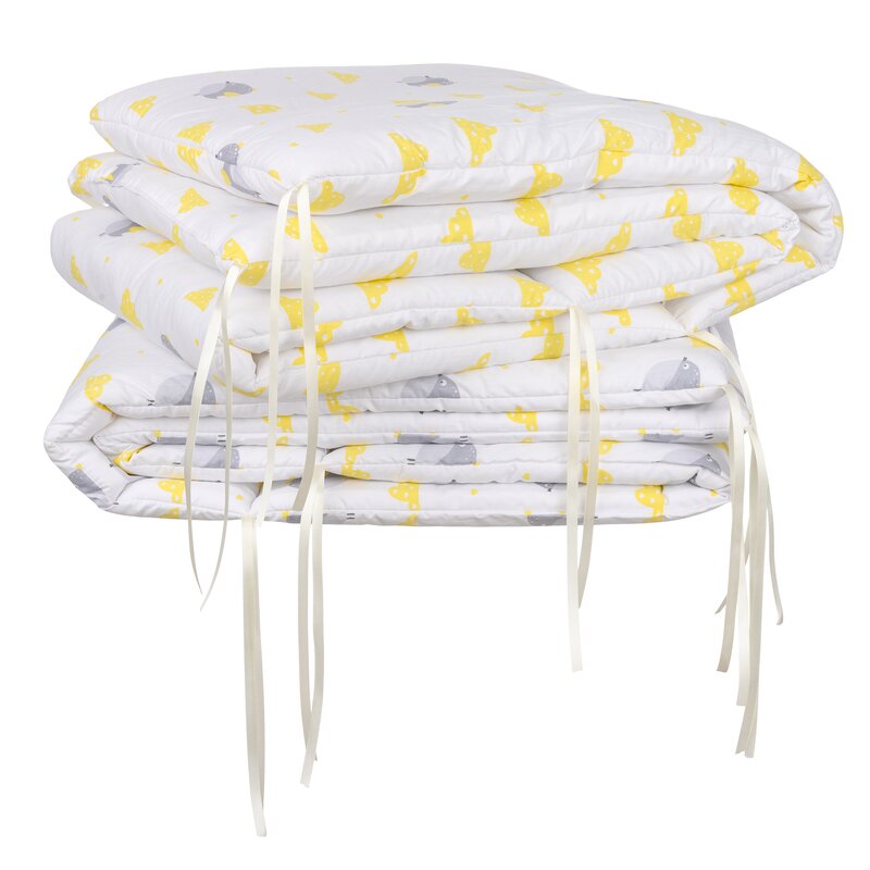 BabyNeeds - Set aparatori pat, 120x60 cm, Vrabiute, Gri-Galben image 1