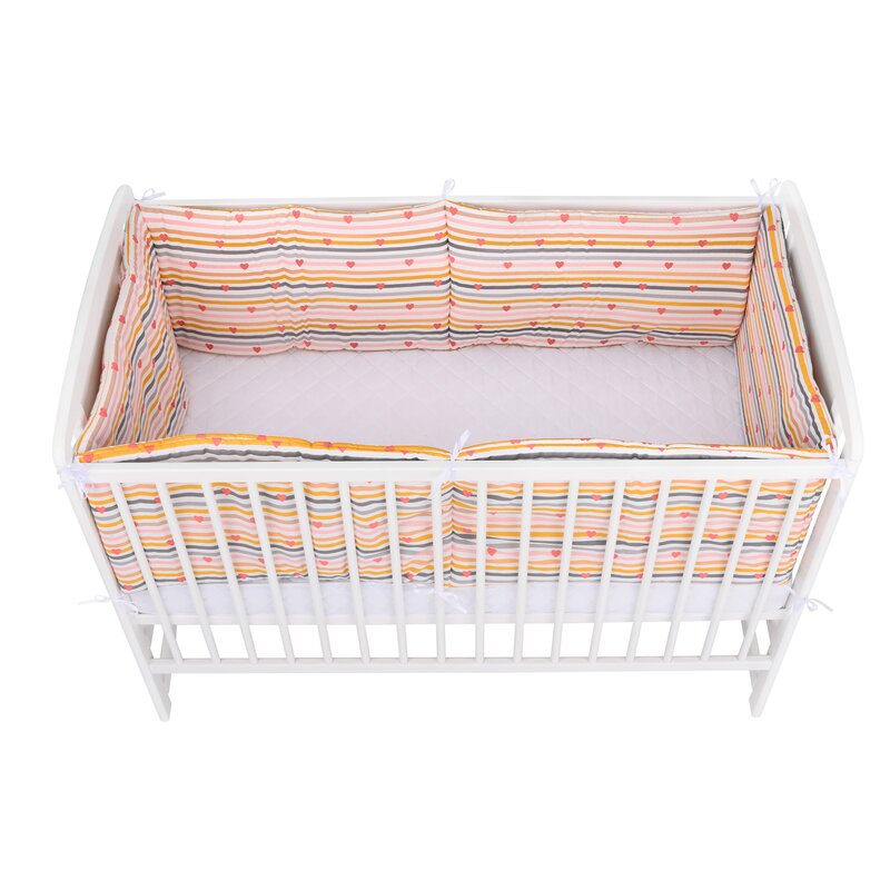 BabyNeeds - Set aparatori pat, 120x60 cm, Inimioare, Dungi multicolore image 2