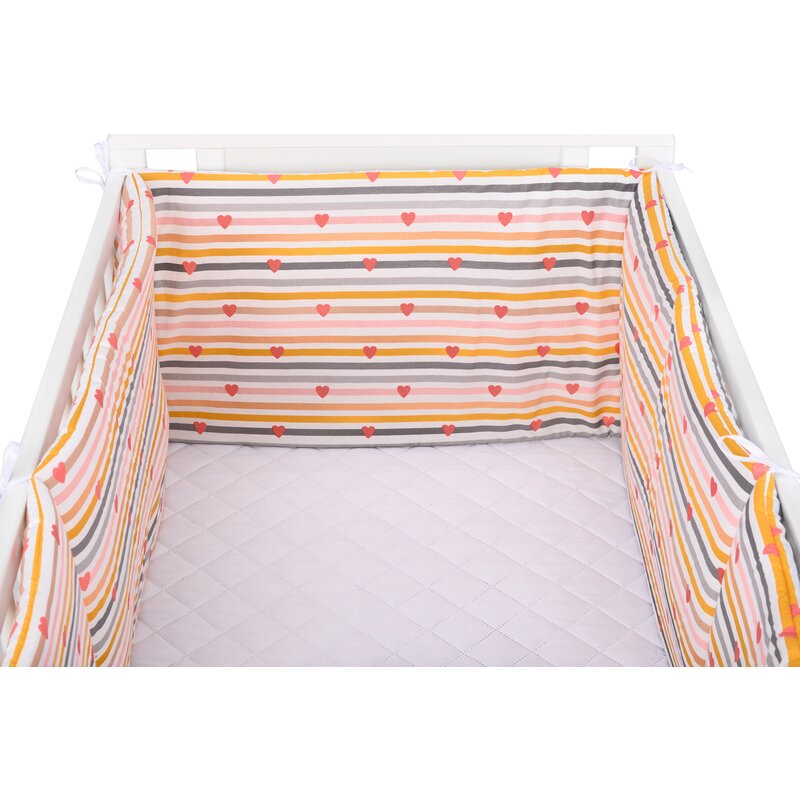 BabyNeeds - Set aparatori pat, 120x60 cm, Inimioare, Dungi multicolore image 3