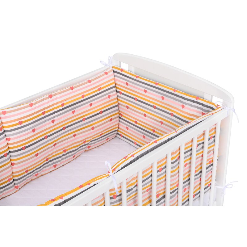 BabyNeeds - Set aparatori pat, 120x60 cm, Inimioare, Dungi multicolore image 4