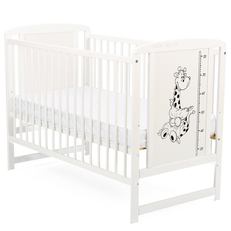 BabyNeeds - Patut din lemn Timmi Girafa 120x60 cm, Alb