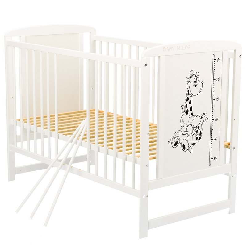 BabyNeeds - Patut din lemn Timmi Girafa 120x60 cm, Alb image 4