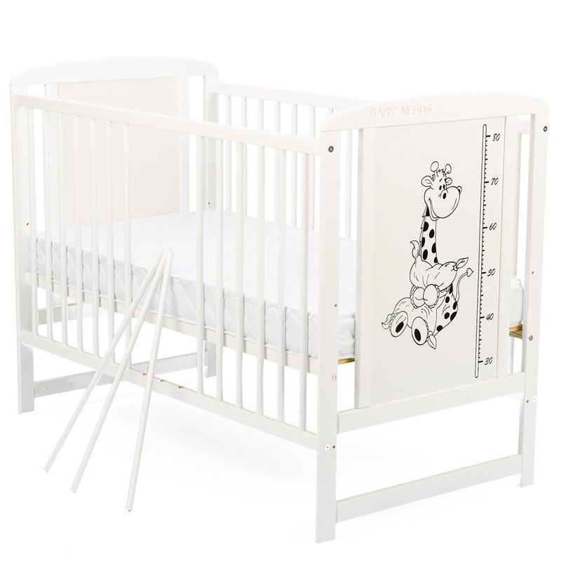 BabyNeeds - Patut din lemn Timmi Girafa 120x60 cm, Alb image 5