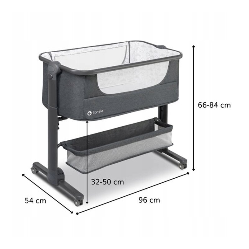 Lionelo - Patut co-sleeper Timon Pliabil, 3 in 1 din Aluminiu, 90x50 cm, Gri image 2