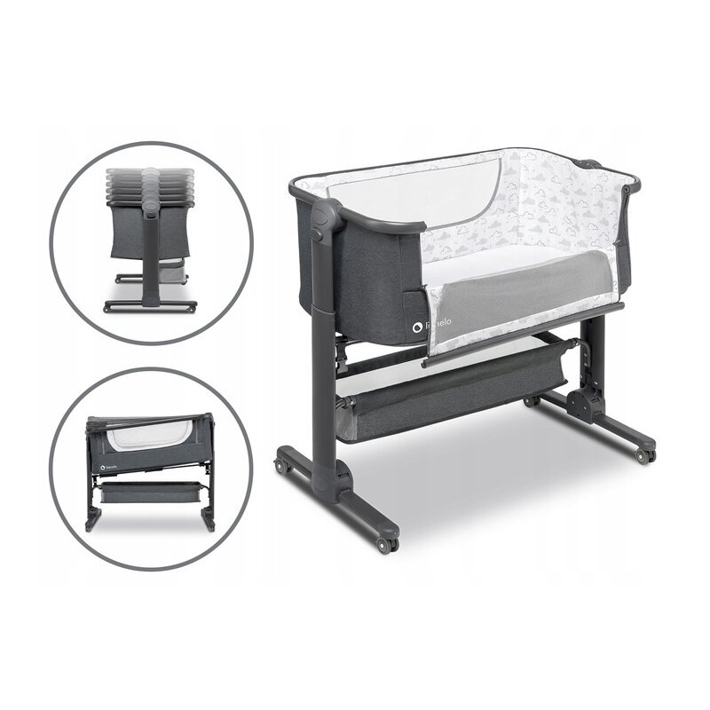 Lionelo - Patut co-sleeper Timon Pliabil, 3 in 1 din Aluminiu, 90x50 cm, Gri image 4