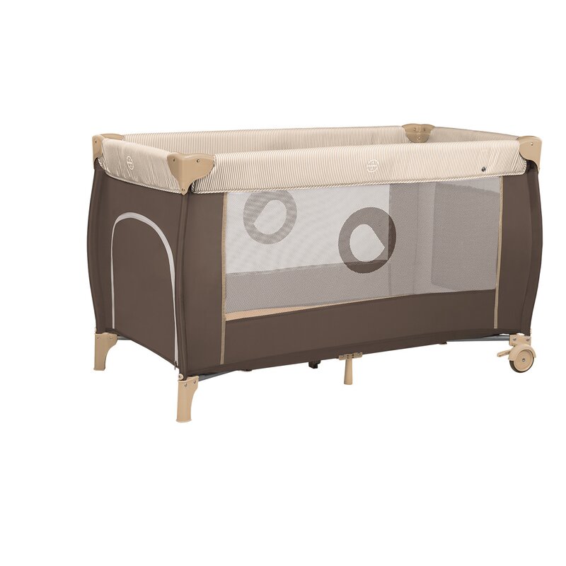 Lionelo - Patut pliant cu doua nivele Sven Plus, 120x60 cm, arcada jucarii, masuta de infasat, vibratii, melodii, Beige Stripes image 8