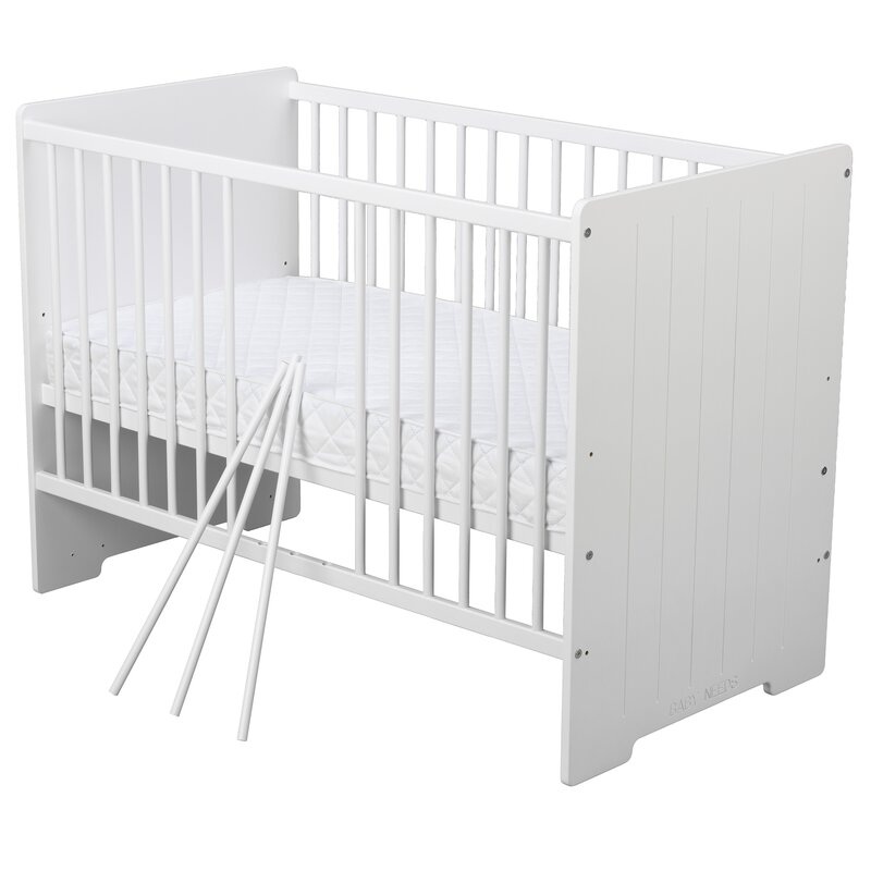 BabyNeeds - Patut din lemn Skandy Stripe 120x60 cm, Alb image 2