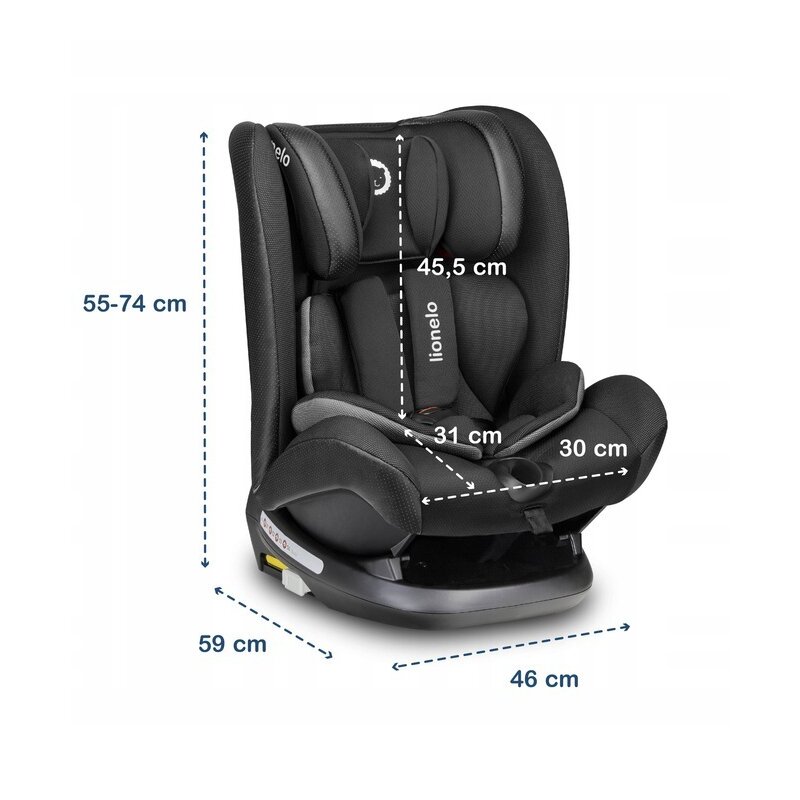 Lionelo - Scaun auto Oliver Carbon Spatar reglabil, Protectie laterala, Top Tether, 9-36 Kg, cu Isofix, Negru image 2