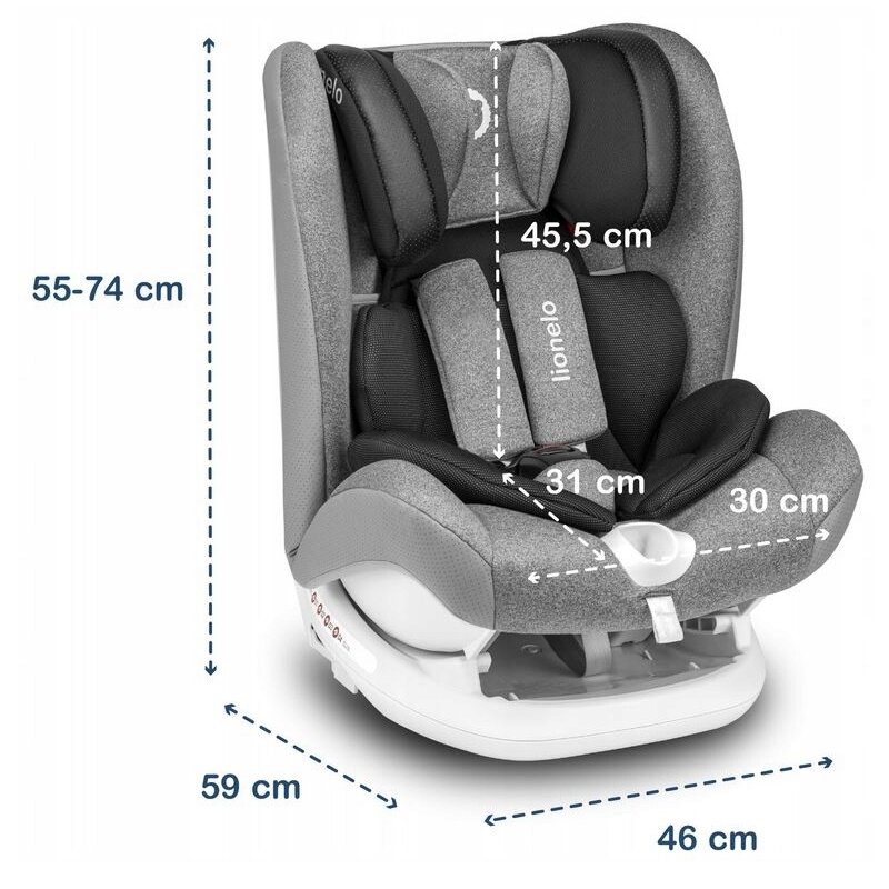 Lionelo - Scaun auto Oliver Stone Spatar reglabil, Protectie laterala, Top Tether, 9-36 Kg, cu Isofix, Gri image 2