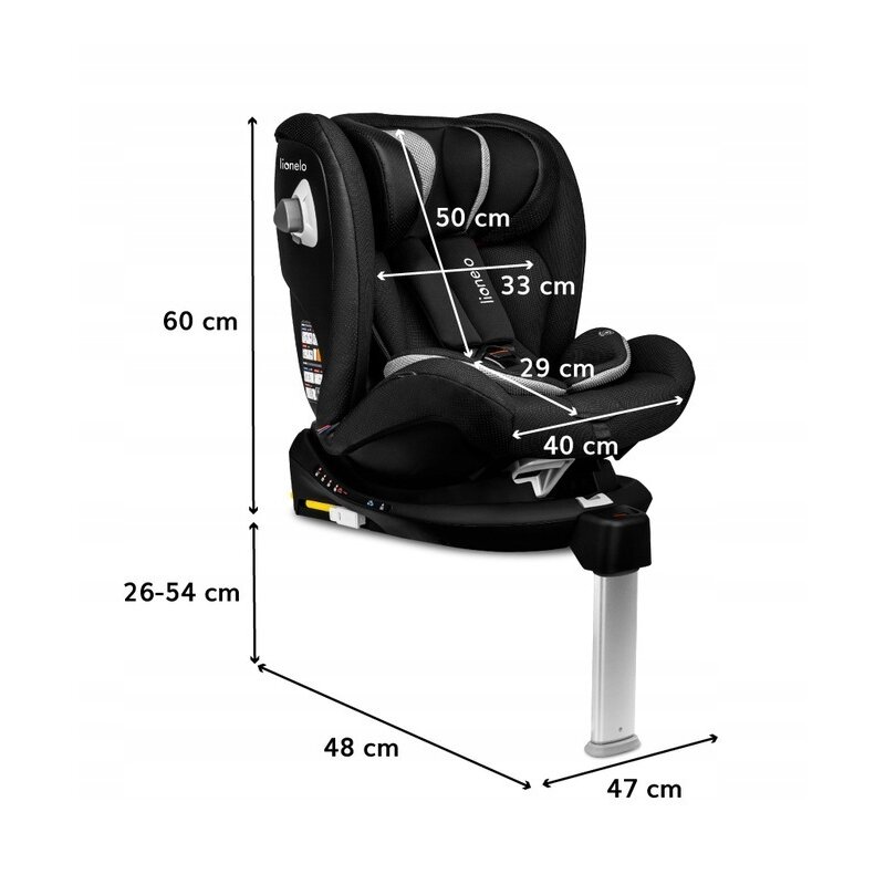 Lionelo - Scaun auto Braam Carbon Pozitie de somn, Protectie laterala, Rotire 360 grade, 0-36 Kg, cu Isofix, Negru image 2