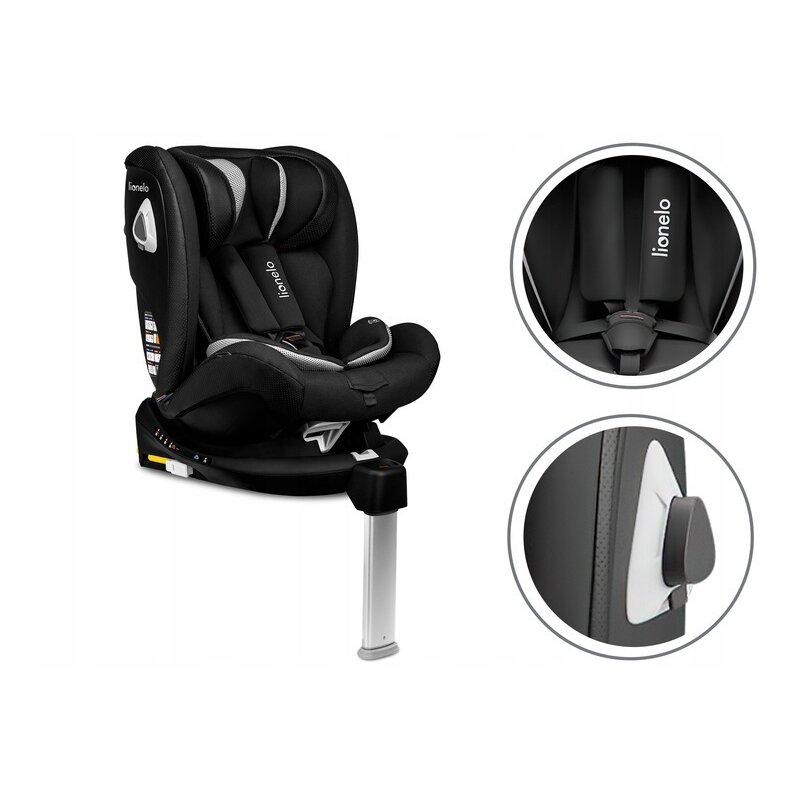 Lionelo - Scaun auto Braam Carbon Pozitie de somn, Protectie laterala, Rotire 360 grade, 0-36 Kg, cu Isofix, Negru image 12