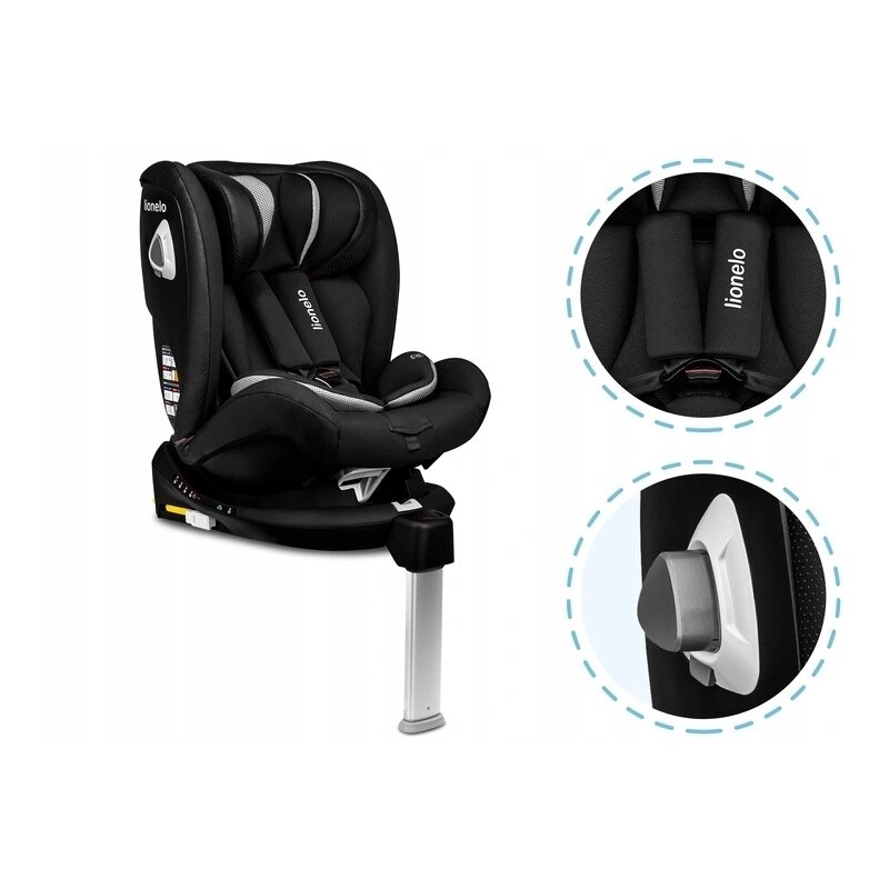 Lionelo - Scaun auto Braam Carbon Pozitie de somn, Protectie laterala, Rotire 360 grade, 0-36 Kg, cu Isofix, Negru image 13