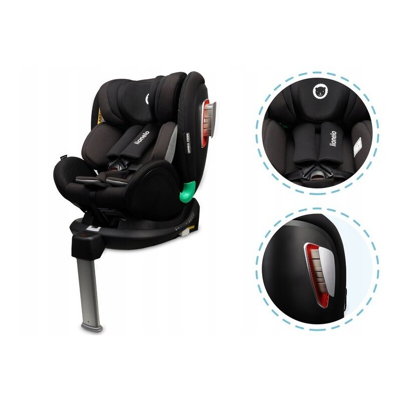 Lionelo - Scaun auto i-Size Antoon RWF Carbon Pozitie de somn, Protectie laterala, Rotire 360 grade, 0-18 Kg, cu Isofix, Negru image 19