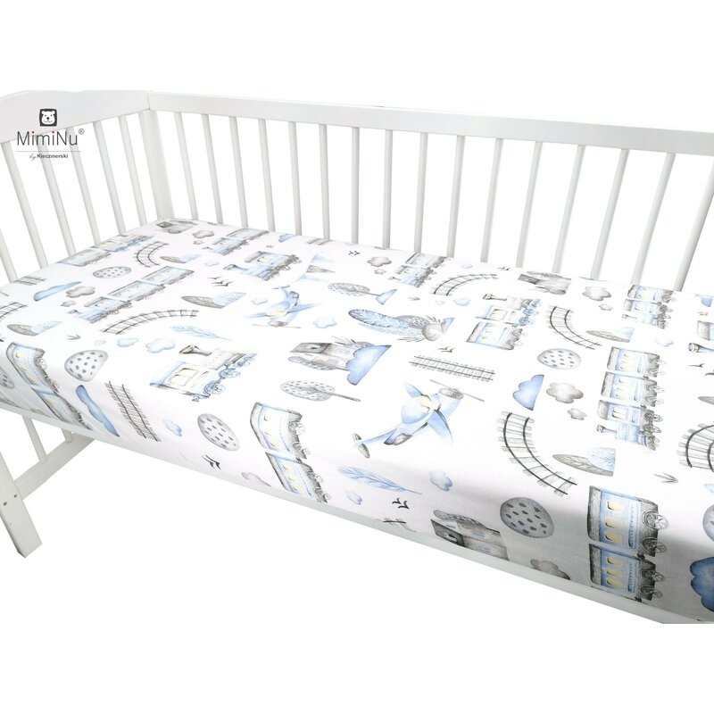 MimiNu - Cearceaf cu elastic pentru patut 140X70 cm, Din bumbac, Boys World image 2