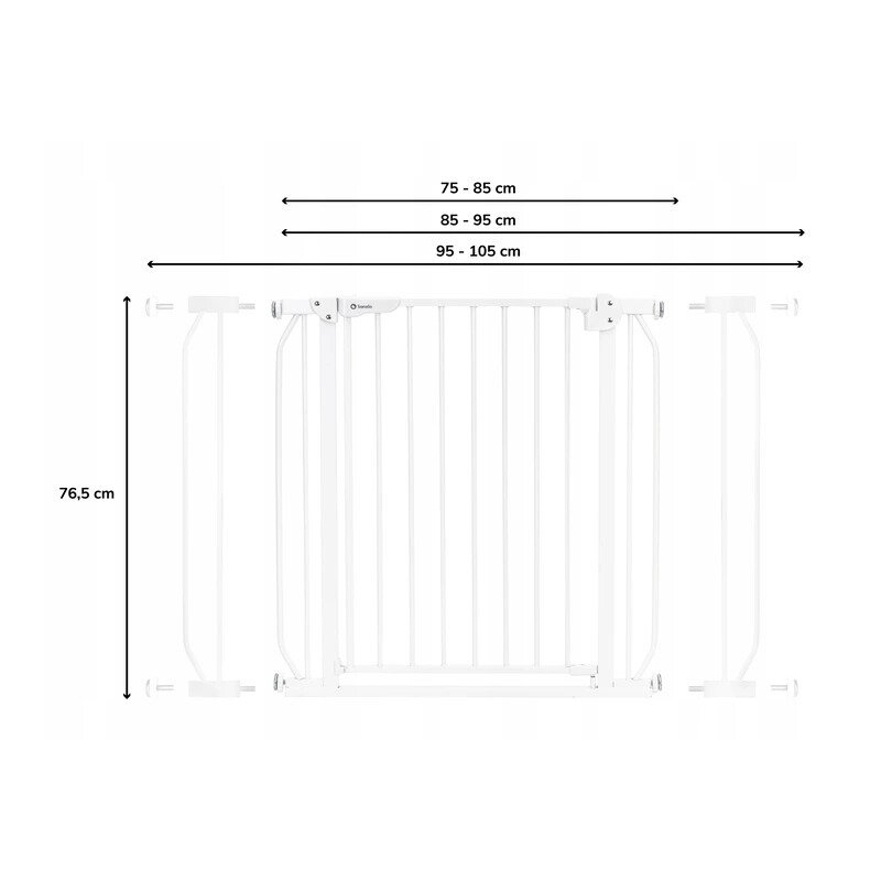 Lionelo - Poarta de siguranta prin presiune Truus Slim Led , Cu lumina Led cu senzor, 105 cm, Alb image 2