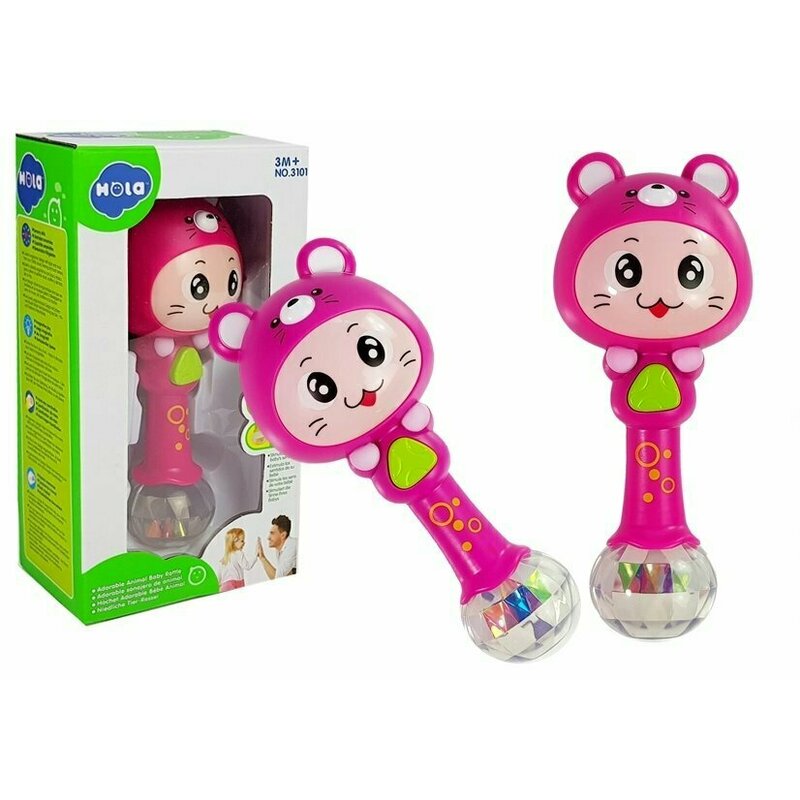 Hola Toys - Jucarie zornaitoare, cu lumini, sunete si melodii, Roz image 1