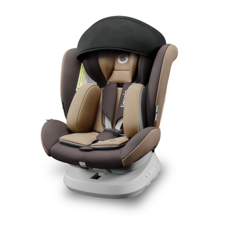 Lionelo - Scaun auto Bastiaan One Pozitie de somn, Protectie laterala, Rotire 360 grade, Top Tether, 0-36 Kg, cu Isofix, Bej/Maro