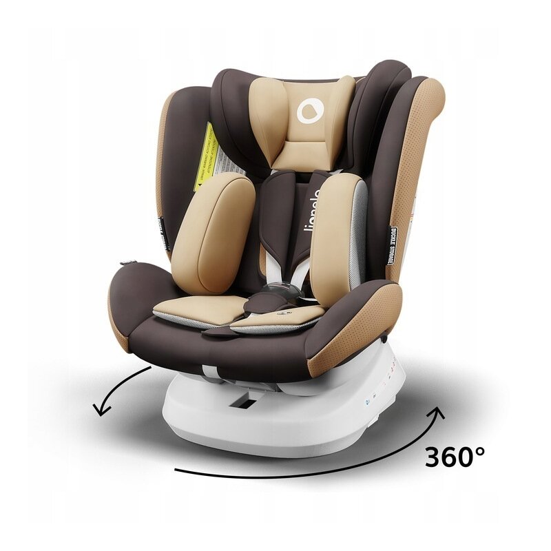 Lionelo - Scaun auto Bastiaan One Pozitie de somn, Protectie laterala, Rotire 360 grade, Top Tether, 0-36 Kg, cu Isofix, Bej/Maro image 3