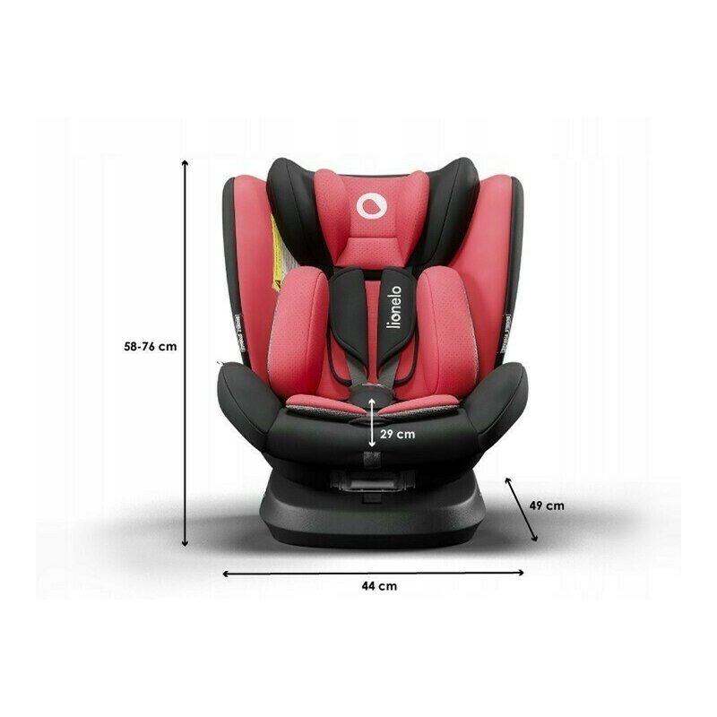 Lionelo - Scaun auto Bastiaan One Pozitie de somn, Protectie laterala, Rotire 360 grade, Top Tether, 0-36 Kg, cu Isofix, Rosu image 2