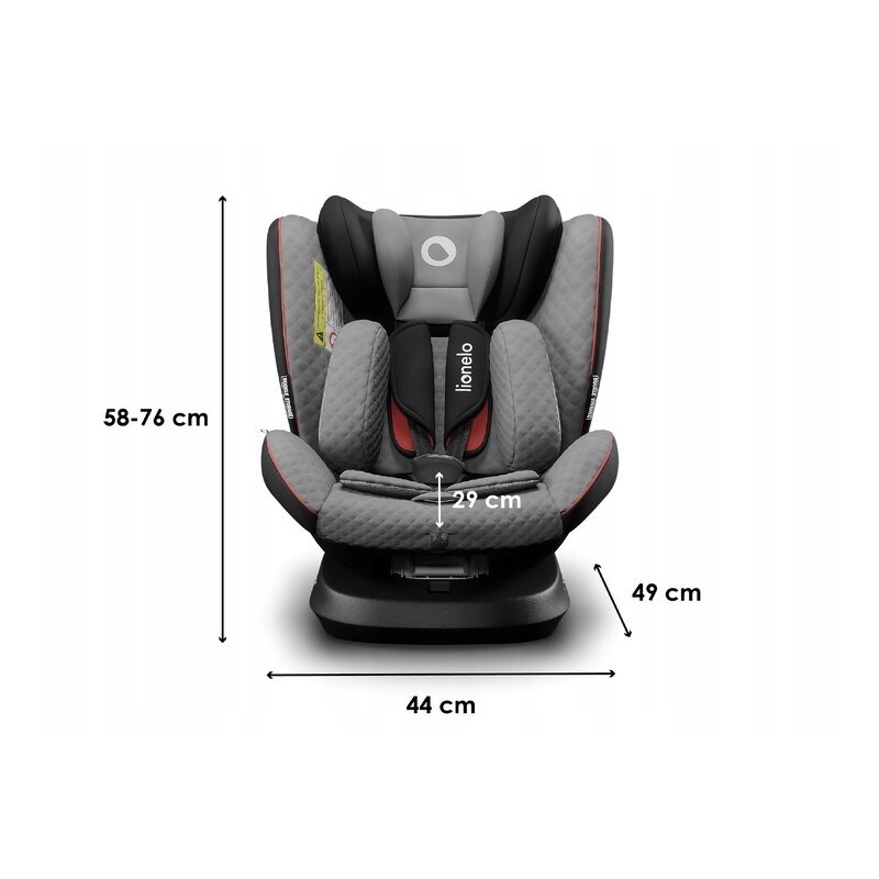 Lionelo - Scaun auto Bastiaan One Pozitie de somn, Protectie laterala, Rotire 360 grade, Top Tether, 0-36 Kg, cu Isofix, Gri/Negru image 2