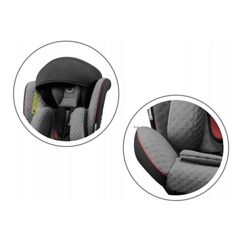 Lionelo - Scaun auto Bastiaan One Pozitie de somn, Protectie laterala, Rotire 360 grade, Top Tether, 0-36 Kg, cu Isofix, Gri/Negru image 11