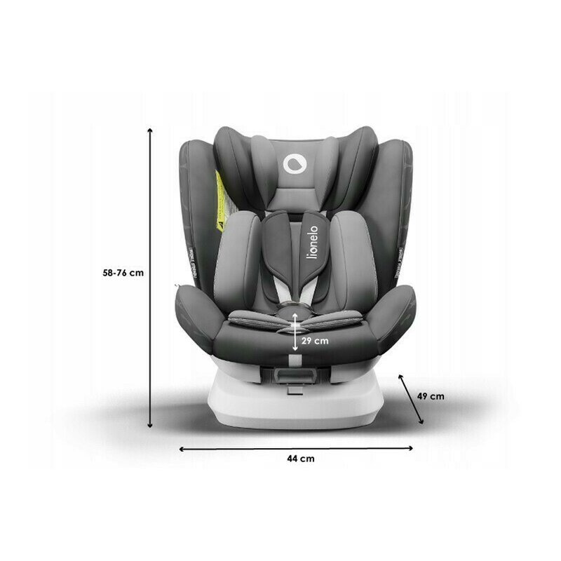 Lionelo - Scaun auto Bastiaan One Pozitie de somn, Protectie laterala, Rotire 360 grade, Top Tether, 0-36 Kg, cu Isofix, Gri image 2