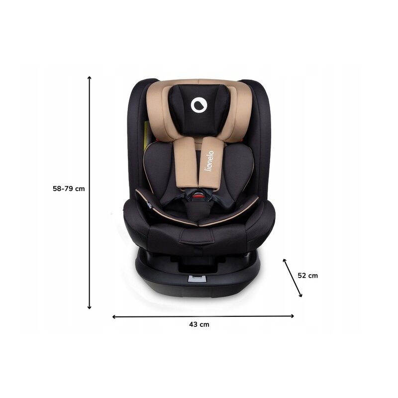 Lionelo - Scaun auto Bastiaan RWF Pozitie de somn, Protectie laterala, Rotire 360 grade, 0-36 Kg, cu Isofix, Bej image 2