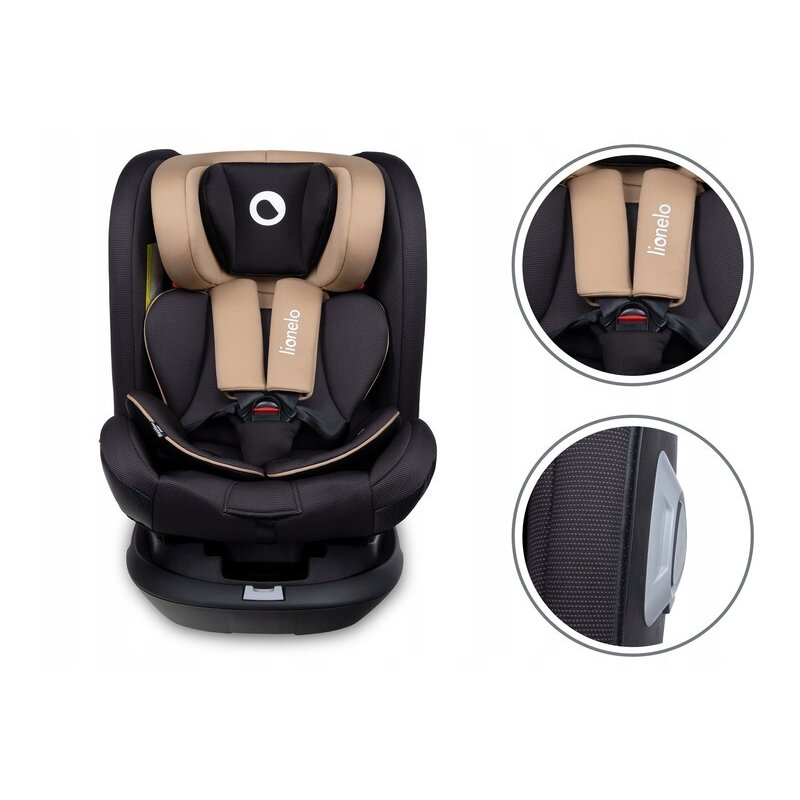 Lionelo - Scaun auto Bastiaan RWF Pozitie de somn, Protectie laterala, Rotire 360 grade, 0-36 Kg, cu Isofix, Bej image 6