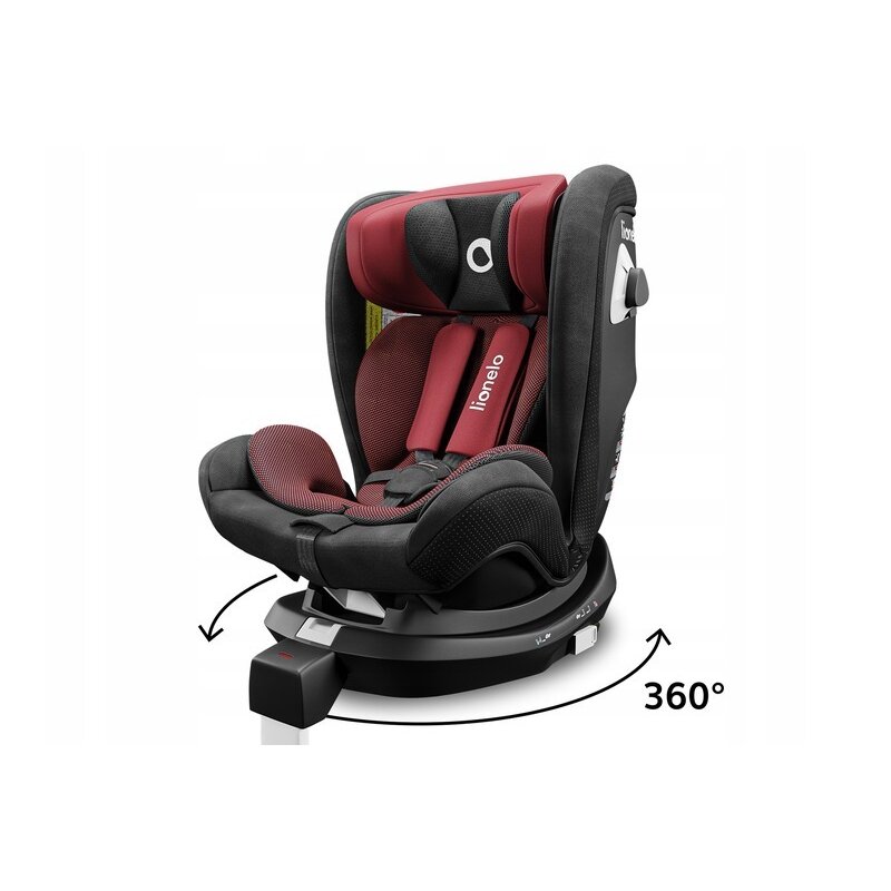 Lionelo - Scaun auto Braam Burgundy Pozitie de somn, Protectie laterala, Rotire 360 grade, 0-36 Kg, cu Isofix, Rosu image 1