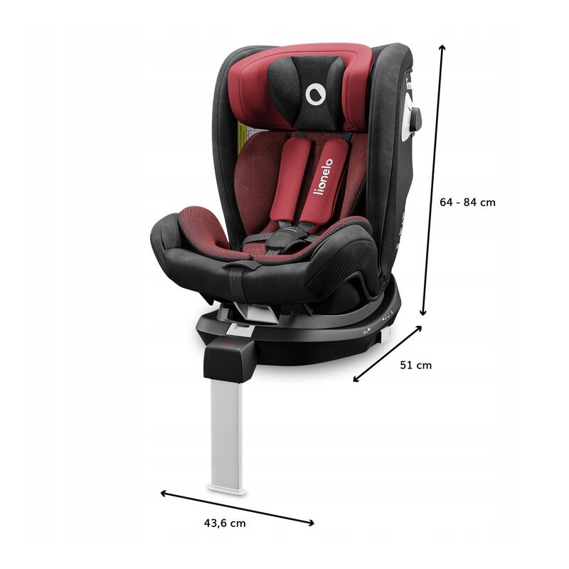 Lionelo - Scaun auto Braam Burgundy Pozitie de somn, Protectie laterala, Rotire 360 grade, 0-36 Kg, cu Isofix, Rosu image 3