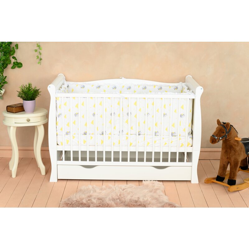 Qmini - Patut din lemn Julia Lux 120x60 cm, multifunctional, cu sertar, Alb + Saltea 8 cm image 3