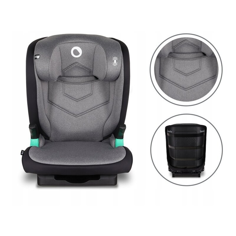 Lionelo - Scaun auto Neal Stone Spatar reglabil, Baza i-size, 15-36 Kg, cu Isofix, Gri image 6