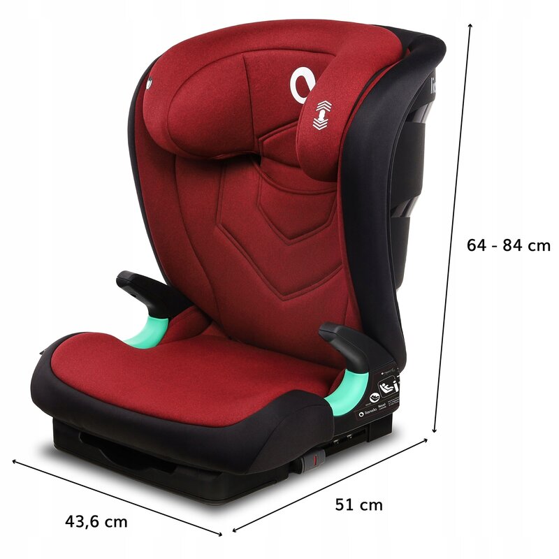 Lionelo - Scaun auto Neal Burgundy Spatar reglabil, Baza i-size, 15-36 Kg, cu Isofix, Rosu image 2