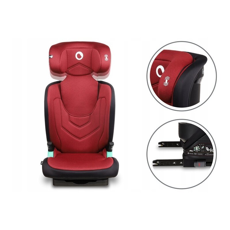 Lionelo - Scaun auto Neal Burgundy Spatar reglabil, Baza i-size, 15-36 Kg, cu Isofix, Rosu image 5