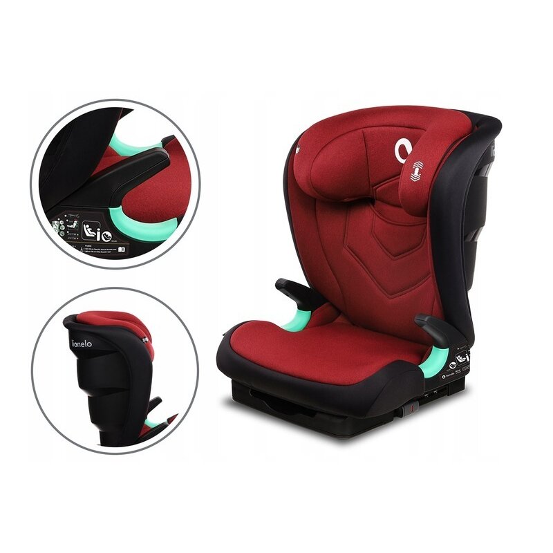 Lionelo - Scaun auto Neal Burgundy Spatar reglabil, Baza i-size, 15-36 Kg, cu Isofix, Rosu image 8