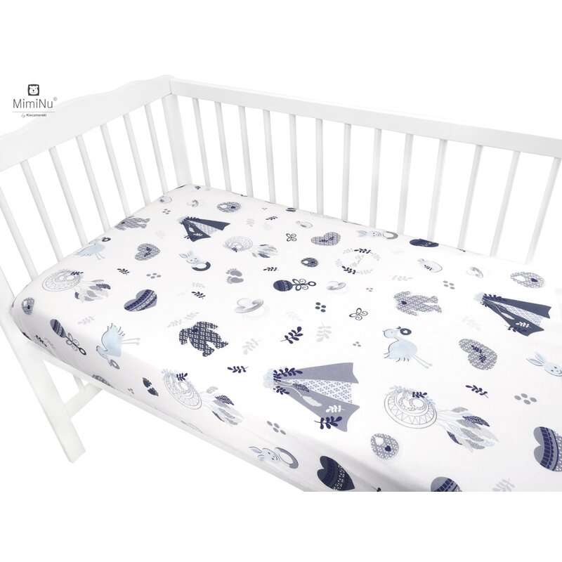 MimiNu - Cearceaf cu elastic pentru patut 120X60 cm, Din bumbac, Baby Shower Blue image 2