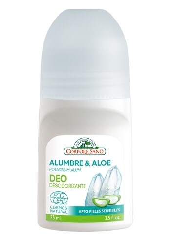 Deodorant roll-on cu alaun si aloe vera, fara aluminiu si alcool, Corpore Sano, 75 ml