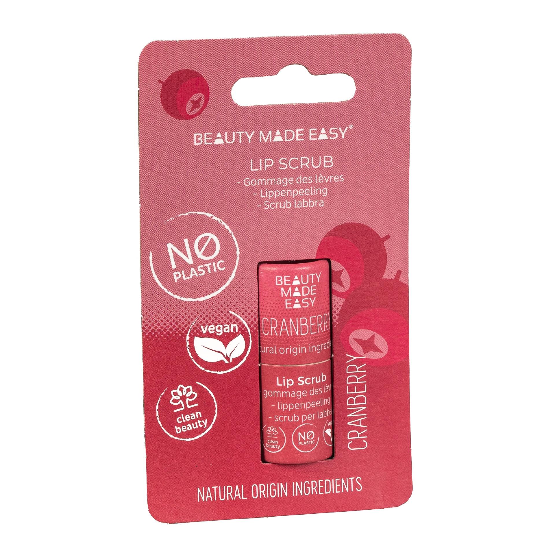 Scrub pentru buze, zero plastic, Cranberry, Beauty Made Easy, 6g