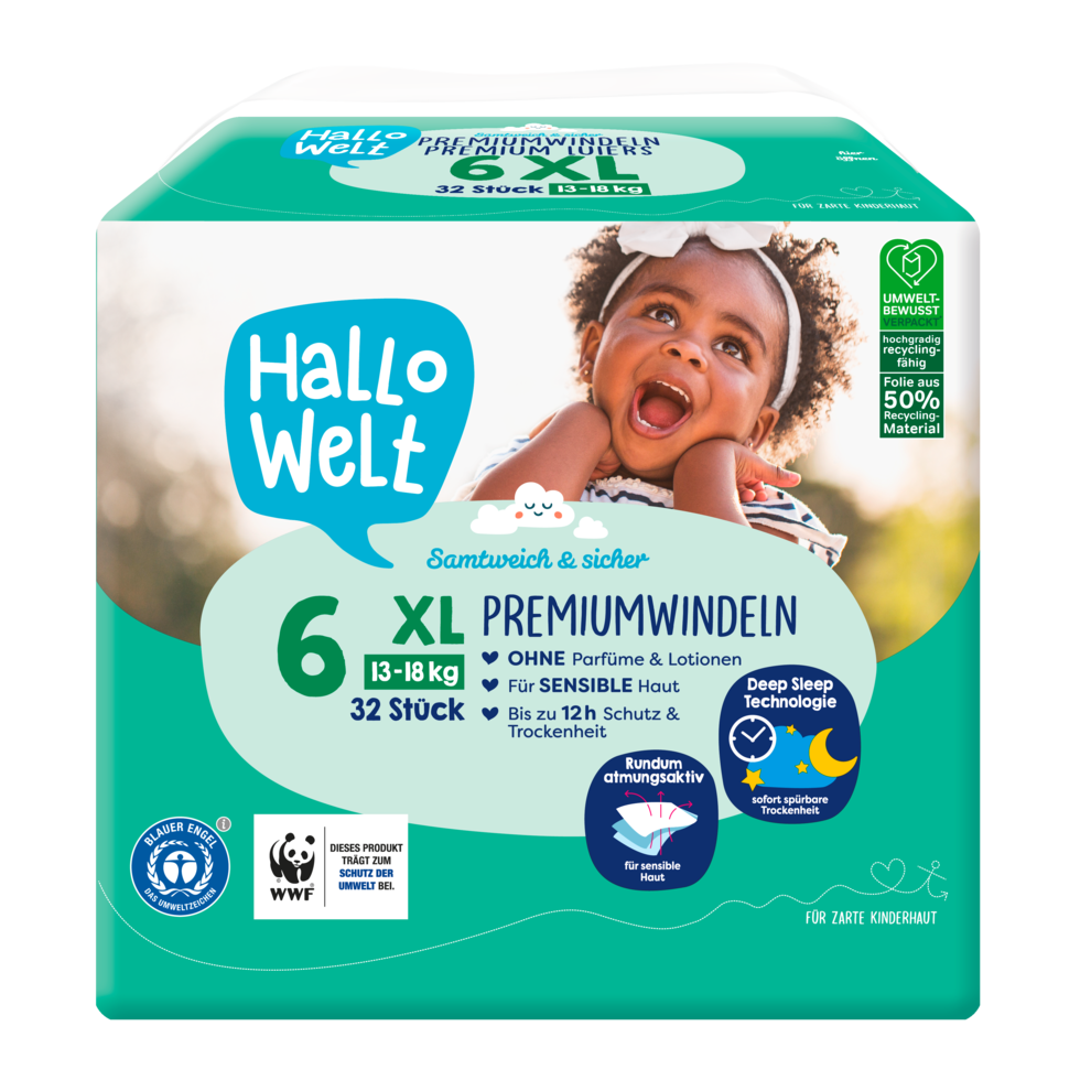 Scutece Hallo Welt 6XL PremiumWindeln 13-18kg 32 buc